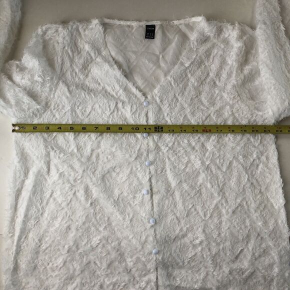 Shein Women’s Button Down Blouse Semi Sheer Ruffle Sleeve Size XL - Picture 4 of 12